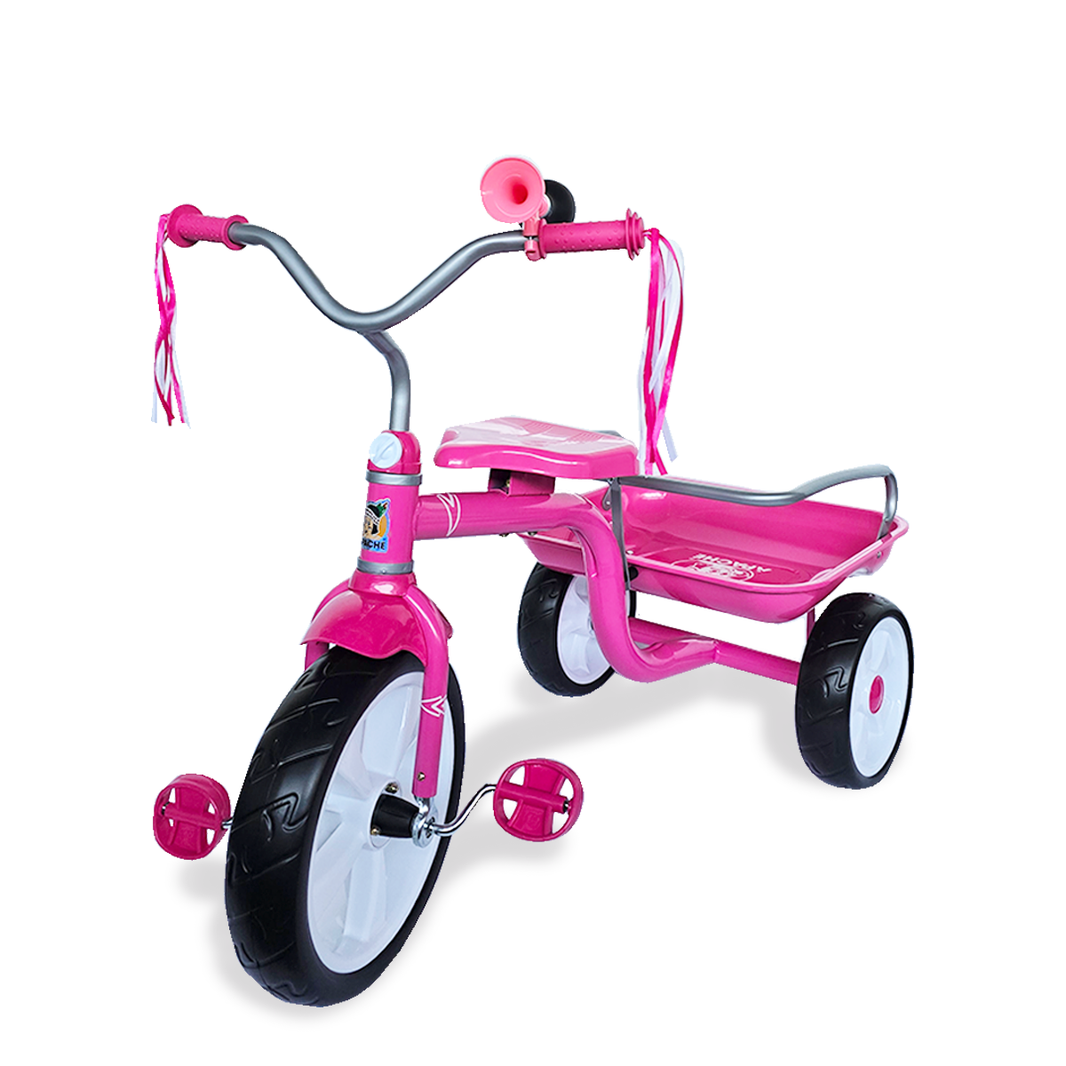 Triciclo Apache Clásico De Metal Con Cajuela Grande Rosa