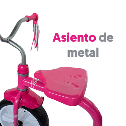 Triciclo Apache Clásico De Metal Con Cajuela Grande Rosa