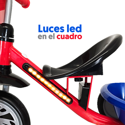 Triciclo Apache Con Luces Led Multicolor En El Cuerpo Rojo