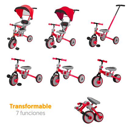 Apache Triciclo Carriola 7 En 1, Multifunción Y Plegable