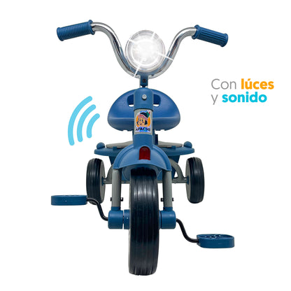 Apache Triciclo Plegable con luz y Sonido color azul