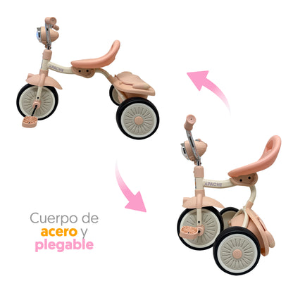 Apache Triciclo Plegable con luz y Sonido color rosa