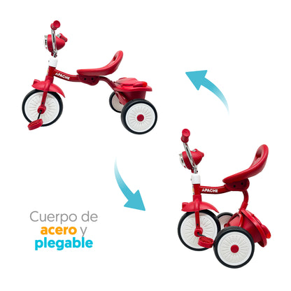 Apache Triciclo Plegable con luz y Sonido color rojo